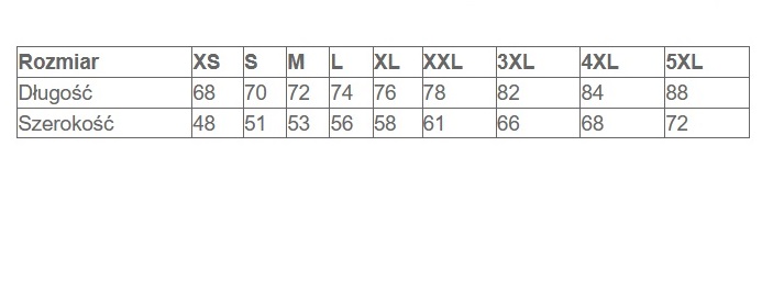 tabela unisex biala